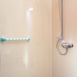 Photo of wet room - shower with hand rail in Cosaig self-catering Innerleithen