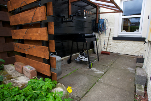 Image showing Bike Repair shelter with wall mounted repair stand and barbecue. A secure shed is also available for storing bikes. Hose and tap for bike cleaning.