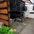 Image showing Bike Repair shelter with wall mounted repair stand and barbecue. A secure shed is also available for storing bikes. Hose and tap for bike cleaning.